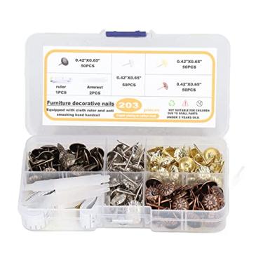 Imagem de 200pcs Decorative Unh Nail Pins Móveis Restas de mobiliário Definir unhas de aço carbono unhas com régua de pano e apoio de braço para sofá -cama caixa de cortiça Corte Diy Crafts (Padrão de