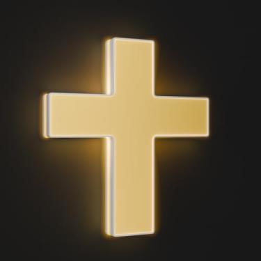 Imagem de Sinal de cruz neon LED 3D, luz neon personalizada alimentada por USB com regulador de 5 níveis, 5 opções de cores, arte decorativa de parede para casa, quarto, igreja, festa e presentes (23 x 20 cm