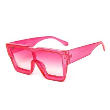 Imagem de KENBO Óculos de sol grandes para mulheres e homens, óculos de sol quadrados modernos, lentes grandes de uma peça, Armação rosa - Lente rosa gradiente, Large