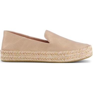 Imagem de TOMS Sapatilhas femininas Carolina Espadrille Slip On Casual - Preto, Camurça metálica rosa pálida, 35