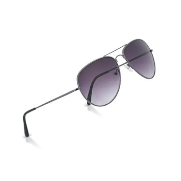 Imagem de In Style Eyes Óculos de sol de leitura bifocais C Moore – Óculos trapaceiros estilo aviador com armação metálica – lentes não polarizadas – estanho – 2,5x