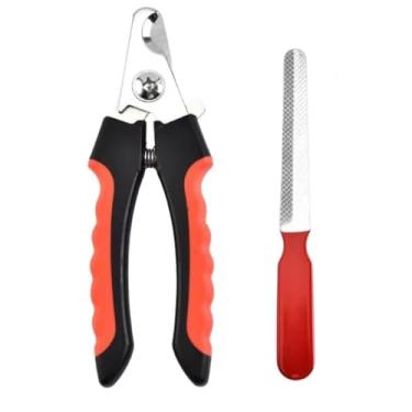 Imagem de Kit Alicate de Unha e Lixa para Pets - Cães e Gatos Corte Seguro e Preciso Design Ergonômico, Ideal para Filhotes, Adultos e Idosos Aço Inox Quays (Vermelho)