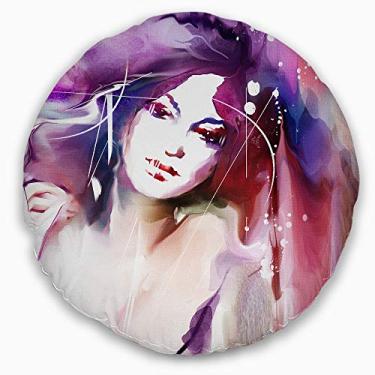 Imagem de Retrato Designart feminino com coroa de flores contemporânea sala de estar, sofá, almofada + capa de almofada impressa em ambos os lados 50 cm