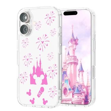 Imagem de OCTT Capa projetada para iPhone 17 de 6,3 polegadas | lindos padrões de castelo rosa | anti-amarelamento | à prova de choque | à prova d'água | Capa protetora fina transparente para mulheres e meninas