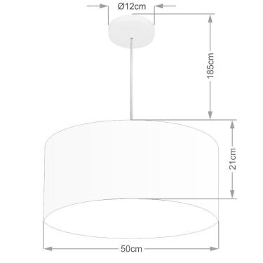 Imagem de Lustre Pendente Cilíndrico Free Lux Para Mesa De Jantar, Sala, Quarto, Churrasqueira E Balcão. Branca Tam: 50x21cm