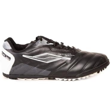 Imagem de Chuteira Society Adulto Infantil Couro Legítimo Fut7 Soçaite Tênis Grama Sintética (Preto e Branco, BR, Adulto, Numérico, 39)