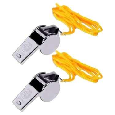 Imagem de Apito Profissional de Metal com Cordão – Kit com 2 Unidades para Esportes, Treinamentos, Árbitros e Segurança