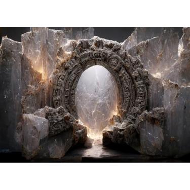 Imagem de Loccor Pano de fundo vintage de 3 x 2 m de tecido de fantasia vintage com tema de cenas fantasmas de jade, portal para o fundo fotográfico do submundo para decoração de festa de Halloween assustadora