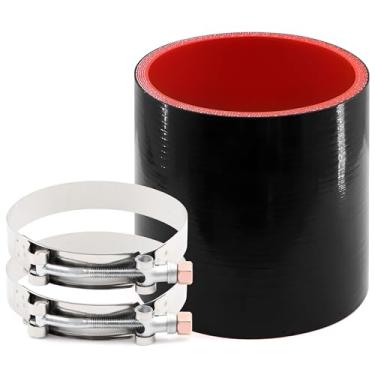 Imagem de Mangueira de acoplador de silicone reforçada de 5 camadas de comprimento reto de 10 cm ID 8,5 cm com 2 grampos de parafuso T, espessura de parede 6 mm tubo turbo de alto nível adequado
