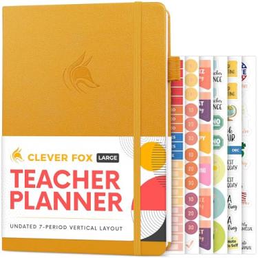 Imagem de Clever Fox Agenda de professores – Agenda de ano escolar com calendários e planos de aula – Livro de planos de professores para sala de aula e organização de ensino em casa - sem data, 17 x 25 cm,