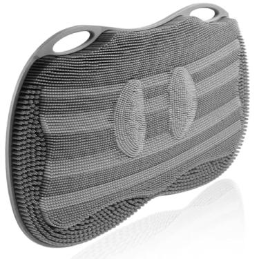 Imagem de Kalolary Tapete de silicone para duche, esfregão de pés grande no chuveiro com ventosas antiderrapantes, escova de limpeza de pés para limpar, esfoliar e massagear os pés sem dobrar fácil de limpar