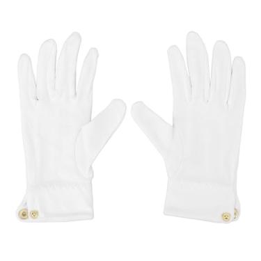 Imagem de QANYEGN Luvas de bilhar 2pcs, luvas de árbitros de competição, luvas brancas com manguito snap para arbitragem, dramatização, catering