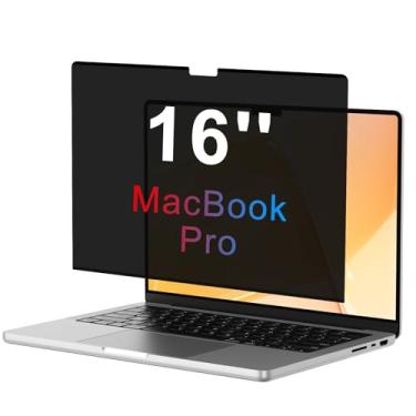 Imagem de OMOTON Tela de privacidade magnética para MacBook Pro 16 polegadas (2021-2024, M1-M4, Pro, Max), filtro antiespião, protetor de luz azul fosco antirreflexo, fácil instalação e remoção