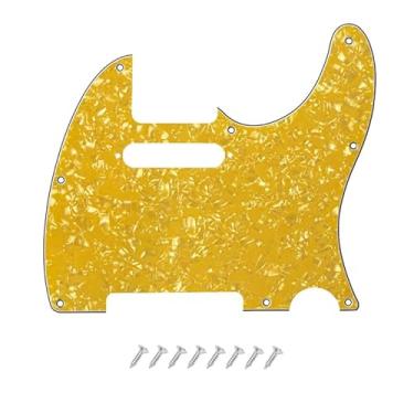Imagem de DIAO79NI Placa de risco Tele Pickguard de 8 furos para guitarra elétrica de estilo moderno Telecaster EUA/Mexican Fender American Standard Telecaster, Golden Pearl, 4ply.