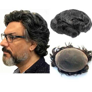 Imagem de N.L.W. Peruca De Cabelo Humano Europeu Para Homens Com Renda Francesa Fina E Macia Hd, Tamanho Base 10X8, Peças Retas, Sistema Substituição, Unidades Masculinas, Cor Implante #1B20