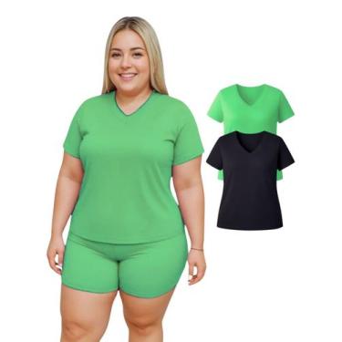 Imagem de Kit 2 Camiseta Manga Curta Dryfit Fitness Academia Plus Size - Rcv Sto
