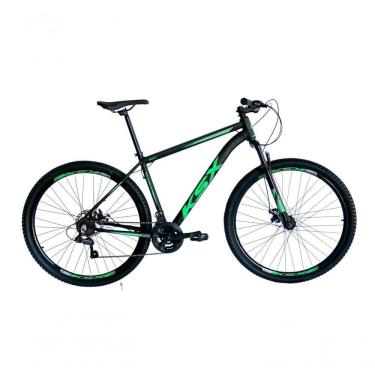 Imagem de Bicicleta Aro 29 Ksx Sd7 21v Cabos Internos Alumínio Freios A Disco Garfo Suspensão Preto Verde Tamanho 17