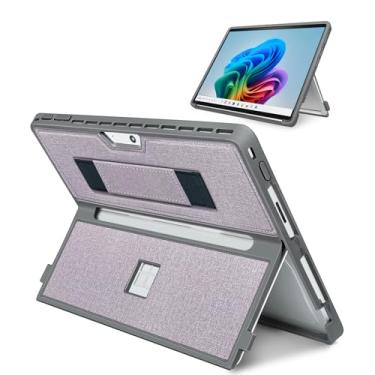 Imagem de Capa para Microsoft Surface Pro 11/10/9/8 de 13 polegadas, com capa para stent e alça de mão, capa resistente à prova de choque multifuncional compatível com teclado tipo capa, material TPU/PU (roxo)
