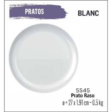 Imagem de Jogo De Prato Blanc 12 Pratos Rasos - 27Cm Branco