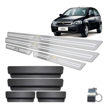 Imagem de Soleiras Em Aço Inox Corsa 2002 a 2012 Prata Baixo Relevo