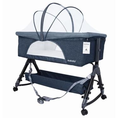 Imagem de Berço Portátil Moises Co-bed Até 15kg C/Balanço Mosquiteiro e Cesto Luna Azul - KaBaby