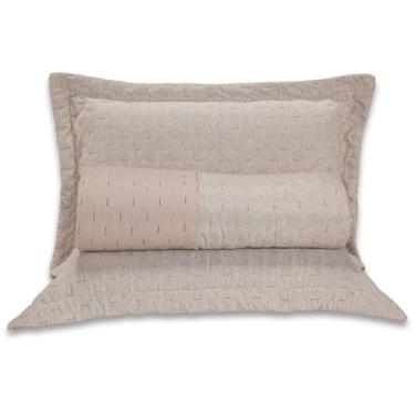 Imagem de Kit Cobre Leito Colcha Blend Percal 300 Fios Dupla Face Linho Mesclado