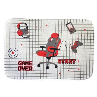 Imagem de Tapete Para Quarto Estampado Game Streamer Vermelho Start 60cm x 40cm 