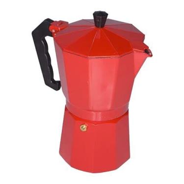 Imagem de Cafeteira De Fogão Moka Italiana De Alumínio Até 9 Xícaras, Vermelho