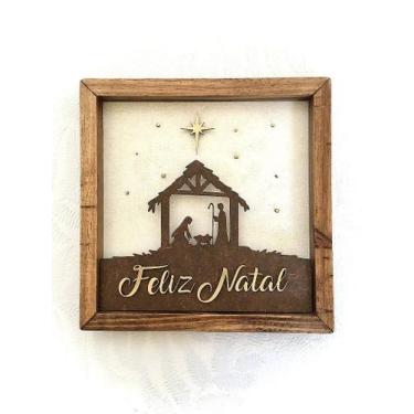 Imagem de Quadro Decorativo Feliz Natal - 20x20cm - Arks Presentes