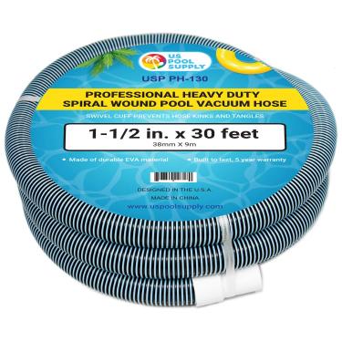 Imagem de U.S. Pool Supply Mangueira de vácuo para piscina - Mangueira de piscina profissional resistente de 3,8 cm x 7,6 cm para uso interno, espiral com manguito giratório sem dobras - Conecte a cabeças de