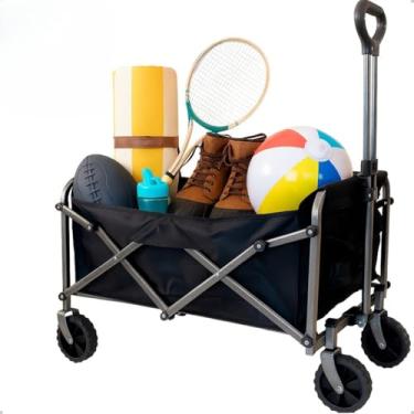 Imagem de Carrinho Dobrável Multiuso 120L com Rodinhas Transporte Multifuncional Vagão Pet Camping Compras