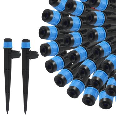 Imagem de BokWin 50 peças de 1/10.2 cm emissores de irrigação por gotejamento pulverizador gotejador de jardim com fluxo de água ajustável de 360 graus para tubo de 1/10.2 cm para sistema de irrigação de jardim