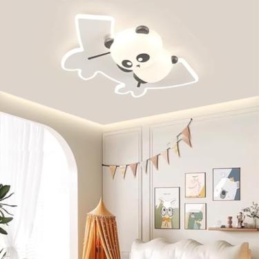 Imagem de Luminária de teto para quarto infantil, luminária de teto LED moderna com controle remoto, iluminação de teto para quarto de menino e menina, regulável 3000K-6000K, estilo panda, desenho ani