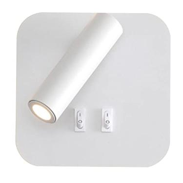 Imagem de Luminária de parede Luminária de leitura montada na parede com interruptor Luminária de parede LED para quarto Lâmpada de cabeceira Hotel Guest Study Room Luminária de parede redonda quadrad