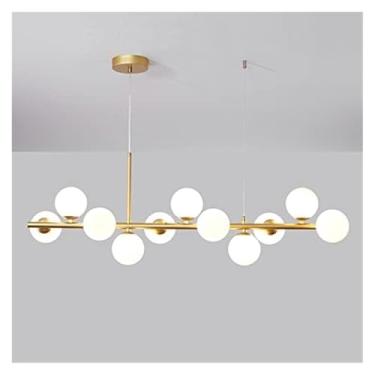 Imagem de Lustre moderno molecular de DNA com 11 luzes, luminária pendente para sala de estar, sala de jantar, luminária suspensa de teto em globo linear em cinza fumê (branco)