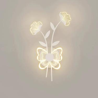 Imagem de Luminária de parede LED moderna para decoração, arandela de folha de ginkgo, luminária de parede nórdica de arte em borboleta transparente, 3000K/4000K/6000K ajustável, luminária de parede c