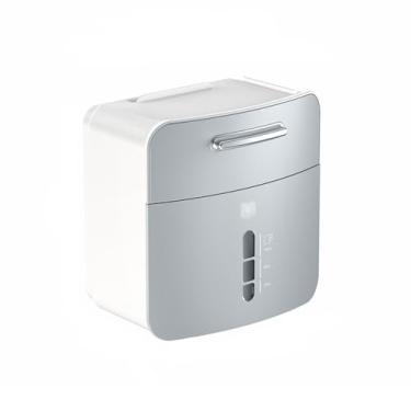 Imagem de Porta-lenços de papel de parede com plataforma e gaveta para porta-lenços de bancada, suporte de caixa de lenços (cinza)