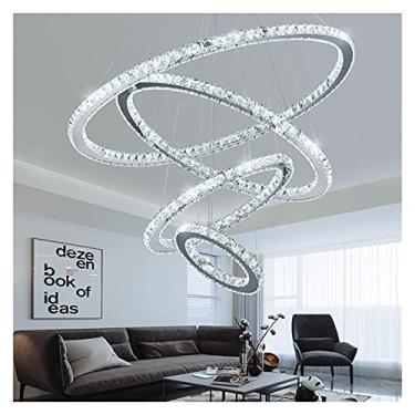 Imagem de Lustre LED Lustres Lustres Cristal Luminária Compatível com Sala de Estar Hotel Lustre Controle Remoto Lâmpada Pendurada Decoração de Quarto (Cor: Remoto, Tamanho: 3Rin