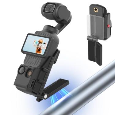 Imagem de Geyo Suporte magnético para DJI Osmo Pocket 3, suporte de câmera dobrável de 90° com alça de 180° para superfícies planas/cilíndricas, inclui 1 placa de ferro e chave inglesa, orifício de parafuso de