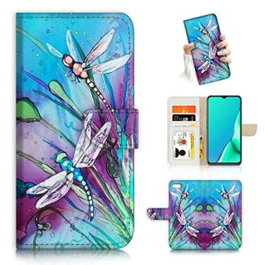 Imagem de Para iPhone SE 2 2020, iPhone SE 2ª geração 2020, serve para iPhone 8 7 6, capa de telefone carteira flip projetada, A21094 Blue Dragonfly