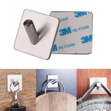 Imagem de Kit 2 Ganchos Adesivo Parede Inox Pendurar Toalhas Roupas - camp