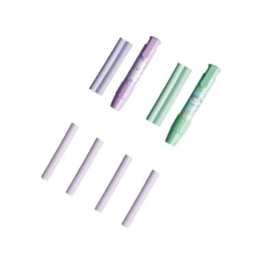 Imagem de GZBABY Click Erasers, pacote com 2, borrachas retráteis com refis 8 peças, borracha estilo caneta, clicável (verde, roxo)