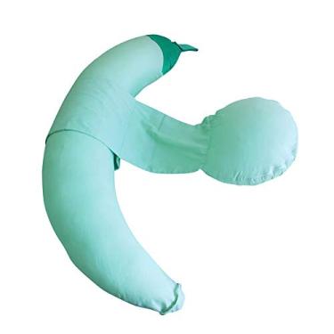 Imagem de Travesseiro de maternidade de corpo inteiro em forma de C com zíper removível capa de jérsei travesseiro de suporte de amamentação e amamentação verde