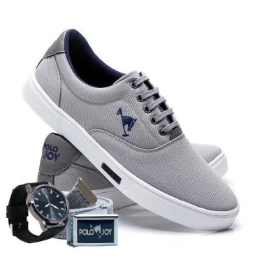 Imagem de Sapatênis Lona Kit com Relógio e Cinto Casual Dia a Dia - Polo Joy, 42