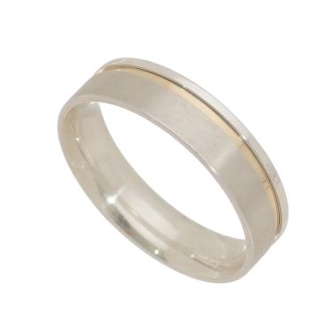 Imagem de Aliança em Prata e detalhe Friso e Ouro Coleção In Love