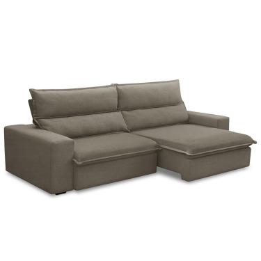 Imagem de Sofá Retrátil Reclinável Para Sala 4 Lugares 280cm Senzi F04 Veludo Marrom Claro - Lyam Decor