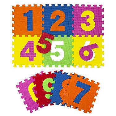 Imagem de Tapete EVA VMP Tatame Educativo Números 30×30 cm – 10 Peças Sortidas – Piso Emborrachado Infantil para Aprendizado