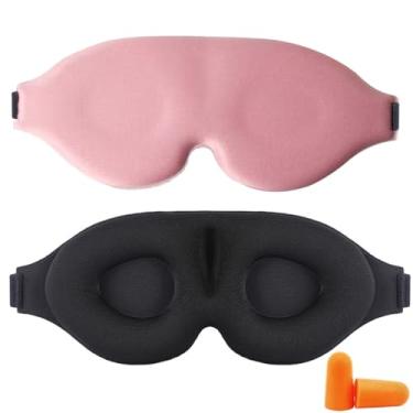 Imagem de Máscara de dormir 3D, Máscara de olhos para dormir para homens e mulheres, máscara de dormir 3D de pressão ocular zero, protetor de olhos macio para viagens (Rosa)
