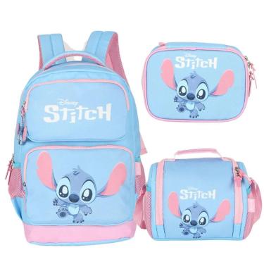 Imagem de Kit Mochila Escolar Lancheira Estojo Menina Lilo Stitch-Feminino