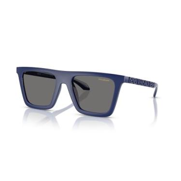 Imagem de Versace Óculos de sol masculino armação azul completa, lentes polarizadas cinza escuro, 53 mm